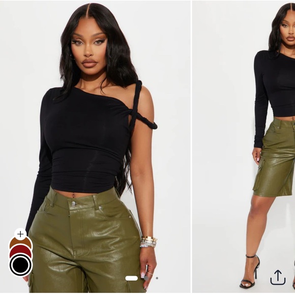 Fashion Nova Black One-Shoulder Top - Picture 1 of 4